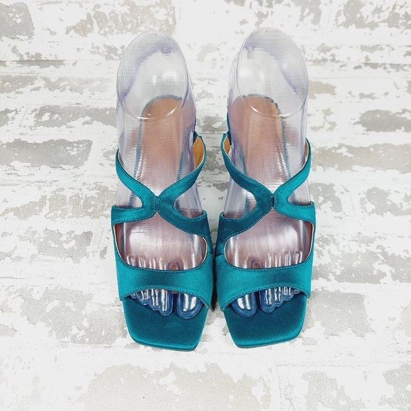 New NORDSTROM RACK Adison Stiletto Sandal In Teal Deep W1049 - Picture 4 of 13